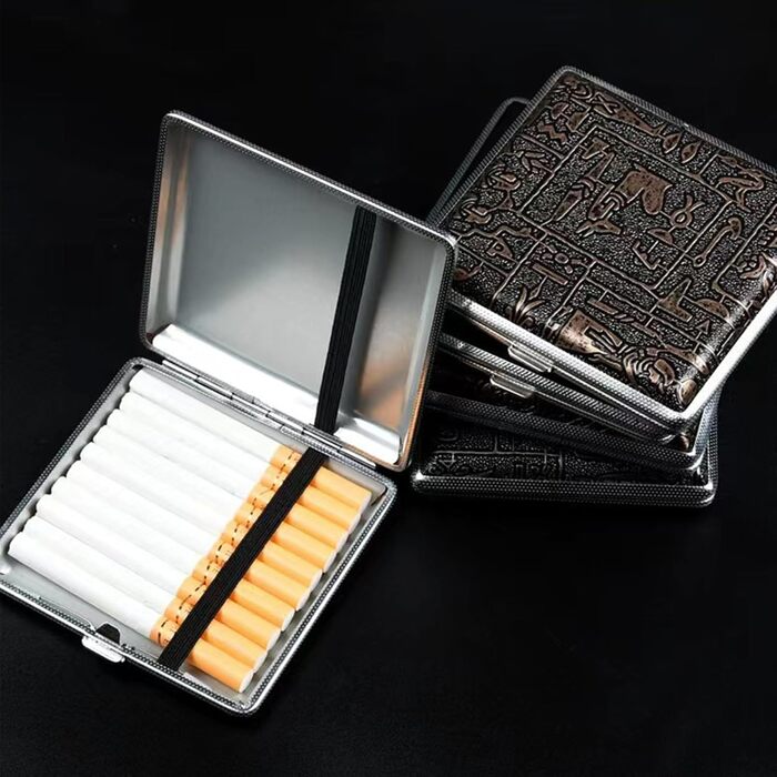 Чохол для сигарет на 20 сигарет з шкіри та металу, Zigarettenetui, чохол для сигарет для чоловіків та жінок