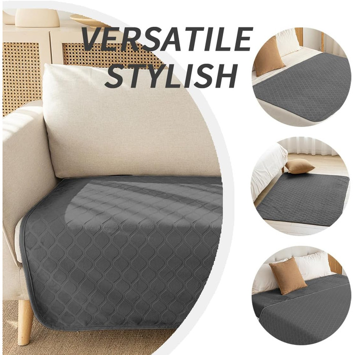 Водонепроникний килимок для собак, 127x152 см. М'який двосторонній коврик для собак великих порід, захист дивану, сірий + бежевий (світло-сірий + темно-сірий, 152x203 см)