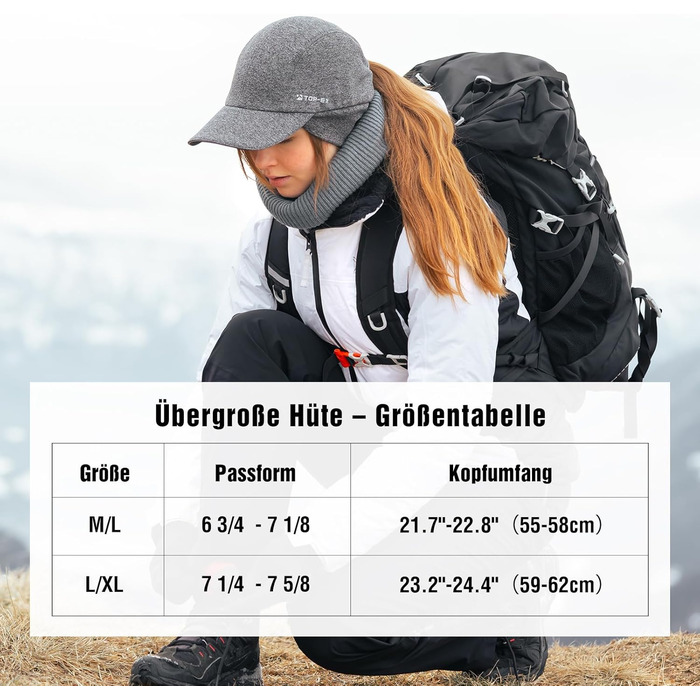 Водонепроникна шапка-кепка TOP-EX для жінок з відкидною часткою та отвором для хвостика, тепла флісова підкладка, біг узимку, світловідбиваюча, сірий колір, розмір L-XL