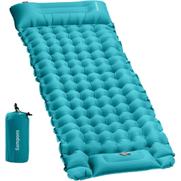 Self-Inflating Camping Mat - 10cm Thick, with Foot Pump - Outdoor Sleeping Pad for Hiking, Travel, Tent - Single Size