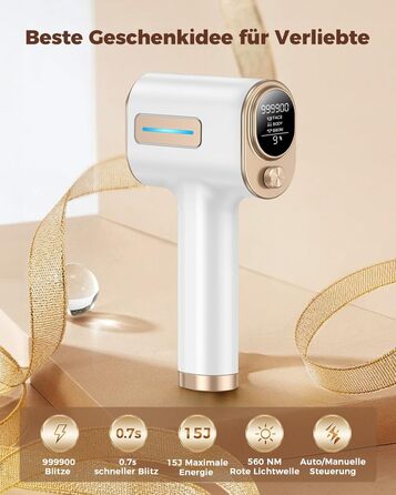 IPL пристрій для епіляції Haarlosy з IGBT-технологією та 9 рівнями інтенсивності, 999,900 імпульсів світла, безболісна епіляція лазером для чоловіків та жінок, для тіла та ніг