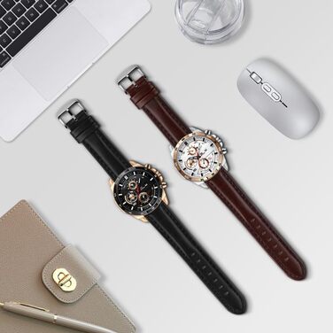 Чоловічий годинник OFF-CUP з датою: кварцовий хронограф на шкіряному ремінці. Елегантний аксесуар для чоловіків, casual та business стилю. Чудовий подарунок (біло-коричневий)