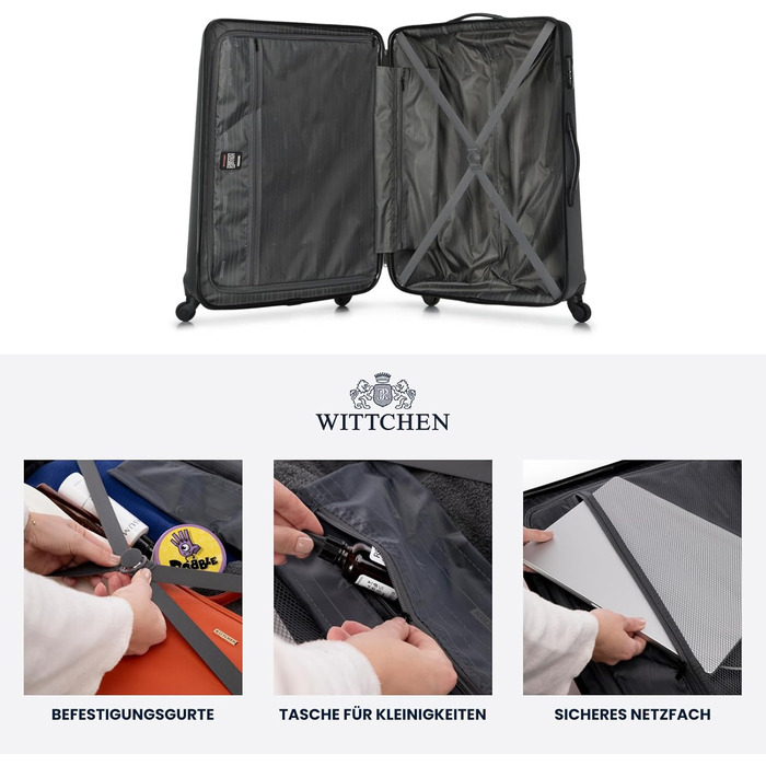 ВалізаWITTCHEN Globe Line сірого кольору (4 шт.): велика, середній, маленька, ручна. ABS, телескопічна ручка, кодовий замок, 4 колеса
