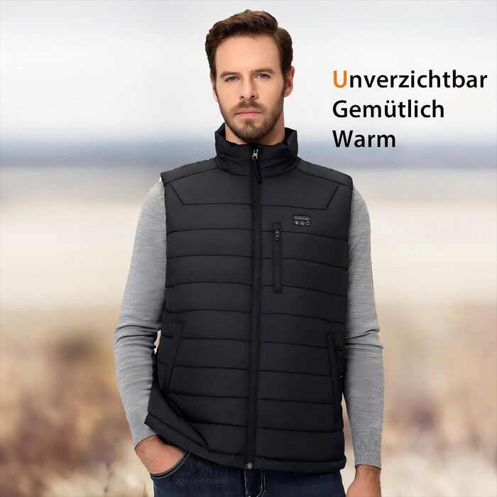 Обогреватель жилет чоловічий з Powerbank 16000mAh 7.4V, 9 зон обігріву, Hilpert, для кемпінгу