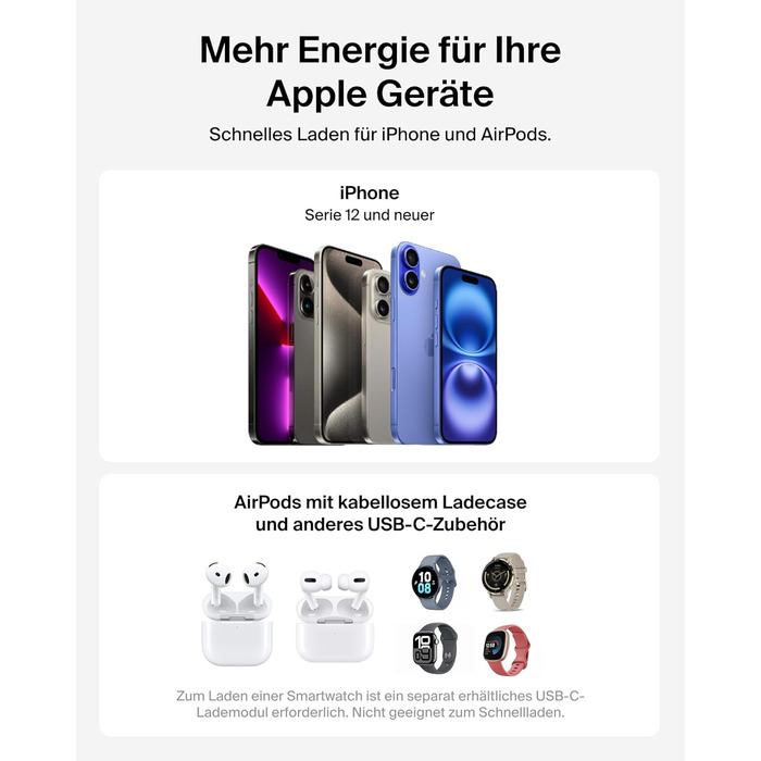 Belkin UltraCharge Qi 2.2 Зарядна станція 2-в-1 25W MagSafe сумісна, бездротова зарядка для iPhone 17, iPhone Air, AirPods, Pixel – Чорний