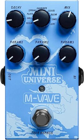 M-VAVE MINI-UNIVERSE гітарний педаль-ревербератор, цифровий ефект з 9 унікальними режимами, просте управління, декілька варіантів живлення