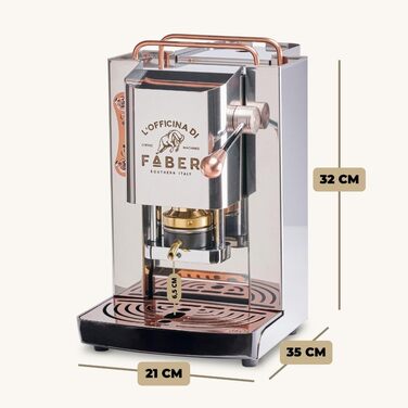 Кавова машина FABER Pro Deluxe для 44 мм ESE-подушечок, хромована, латунний прес, нержавіюча сталь