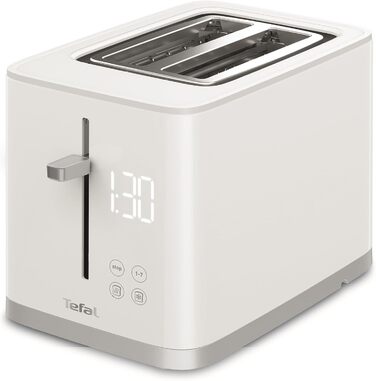 Tefal TT6931 Sense Toaster | 7 Browning Levels | Digital Display | Countdown Timer | Reheat/Defrost | Crumb Tray | Stop Button | White Single