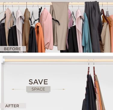 Дерев'яні вішалки для одягу Moralve, 2 шт., для шафи - вішалки для джемперів, хусток, джинсів, економія місця, махагон