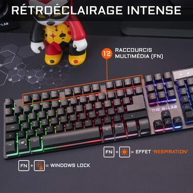 G-LAB Combo Krypton – Ігрова клавіатура та миша AZERTY USB з Anti-Ghosting, RGB-підсвічування, 6 кнопок, 3200 DPI (чорний)