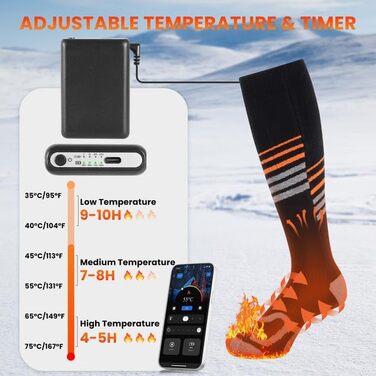 Електричні гріючі шкарпетки SOPPY, унісекс, 6000mAh, для катання на лижах, піших прогулянок, активного відпочинку, чорні