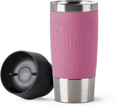 Термокружка Emsa Travel Mug Classic, 360 мл, рожевий колір, з термоізоляцією, Quick-Press, 360° відкриття, для напоїв на виніс