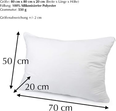 H&F Heimtextilien Top Quality Pillow 50x70 4-Piece Set | Allergy-Friendly Pillow with Oeko-TEX Certification | Cover: 100% Microfiber | Filling: 550 Grams Polyester 4 50 x 70 cm