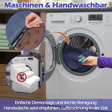 Сходинки для собак Eukue: 2/4 сходинки для маленьких собак до ліжка/дивану, з щільного пінополіуретану, портативні, знімний чохол (білий/синій)