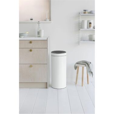 Відро Brabantia Touch Bin New 40 л з висувним контейнером, нержавіюча сталь, 32.8 x 48.3 см, білий