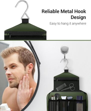 Сумка для туалетних речей Maliton: велика, водонепроникна, з 4 відділеннями | Косметичка для подорожей, спорту, плавання | Складана, компактна (Qlive-green)