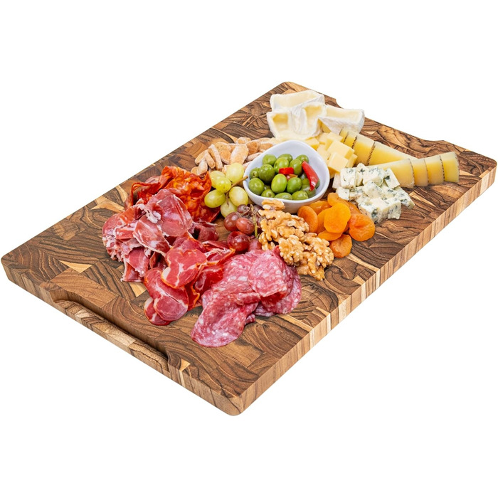 Дерев'яний обробний дошка Erke Schneidebrett з текового дерева, 44 x 29.5 x 3.2 см, з жолобом для соку, товщина 3.2 см