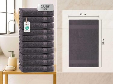 Набір м'яких махрових рушників Class Home Collection Ftee, 100% бавовна, антрацит, 30x50 см, 10 шт.