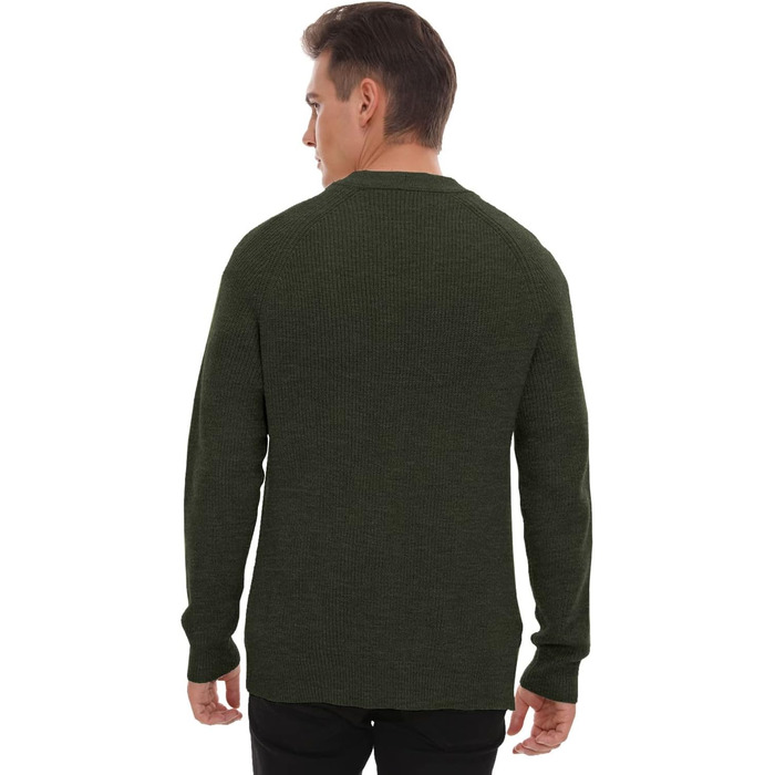 Чоловічий в'язаний кардиган Sailwind з V-подібним вирізом, зимова куртка, класичний дизайн, довгий рукав, з ґудзиками та кишенями (оливковий, M)