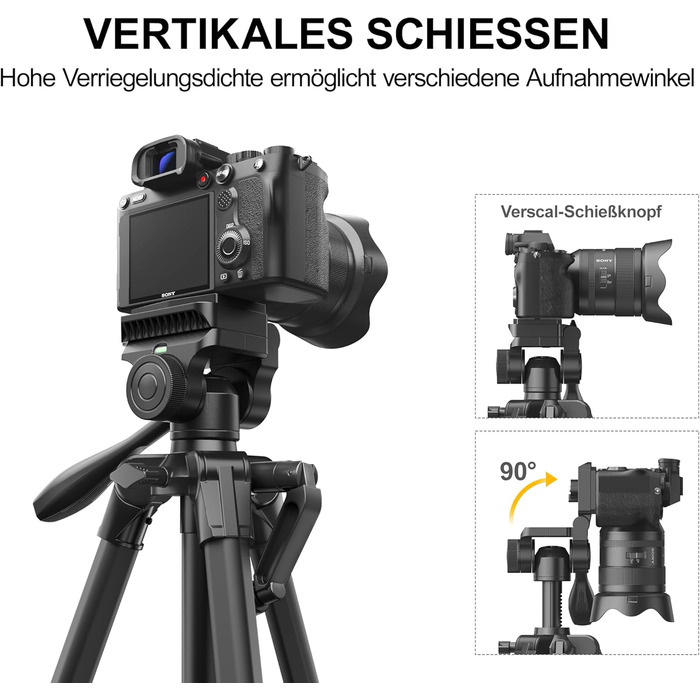 Штатив для камери RALENO Stabile, 152 см, з сумкою. Легкий та міцний штатив для професійних фотографів та відеозйомки з тримачем для телефону iPhone. Модель TP-40