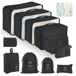 Набір органайзерів для валізи 13 шт., чорні Packing Cubes, водонепроникні дорожні органайзери для відпустки та подорожей