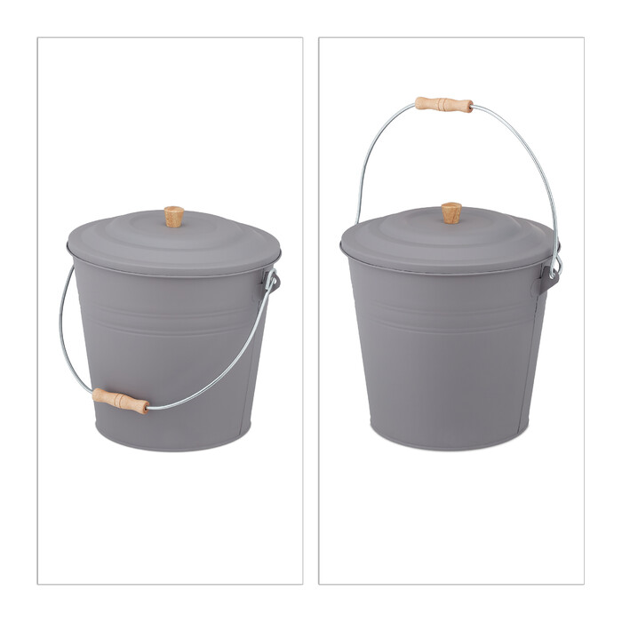 Relaxdays Gray Ash Bucket with Lid 12l