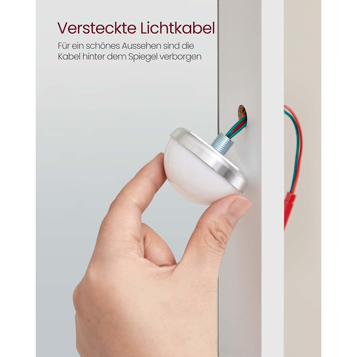 VASAGLE туалетний столик з LED-підсвіткою, регульована яскравість, дзеркало, 2 шухляди, 3 відкриті ніші, сучасний білий косметичний стіл 100x145 см
