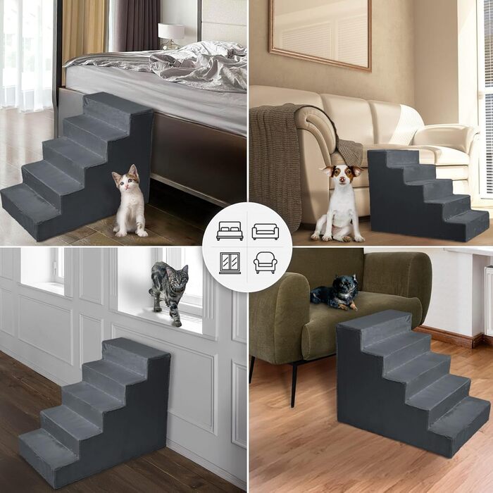 Сходинка для собак Mg Design – дерев'яна, стабільна, для дивану та ліжка, для собак та котів, 40 x 45 x 5 см, 71 x 40.5 x 56 см