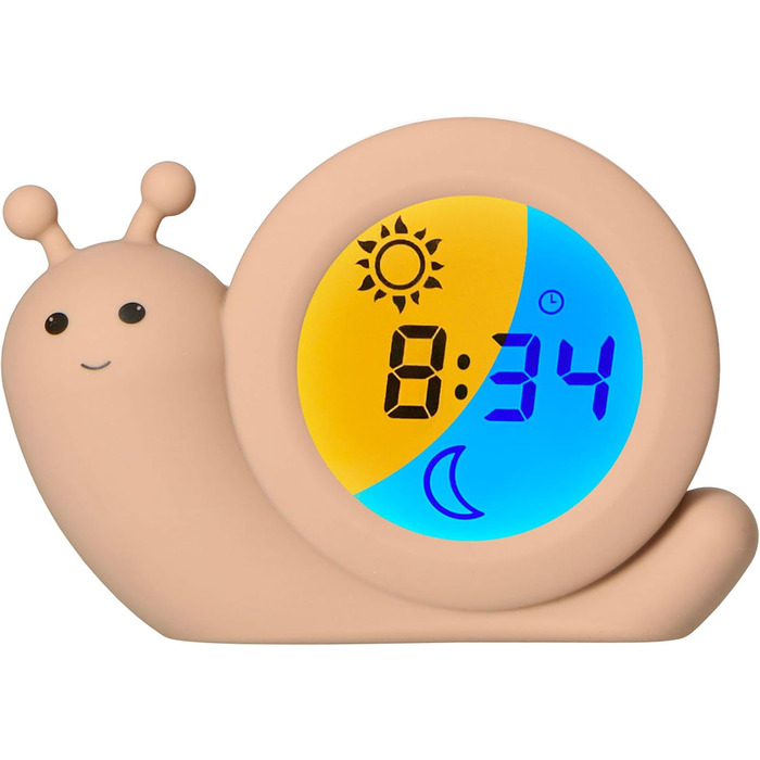 Alecto BC110BE SIMON - Educational Alarm Clock for Children - Sleep Trainer for Children - Night Light - Learning to Sleep and Wake Up with LED Children's Alarm Clock - Taupe