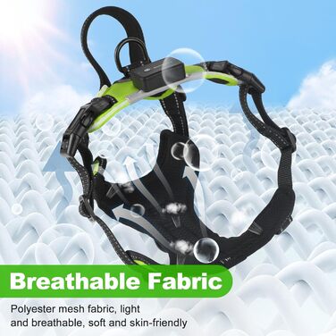 Нашийник для собак Masbri світловідбиваючий, регульований, з ручкою, м'який, світловідбиваючий, для собак середніх та великих порід, чорно-білий, TC3005B (L, Зелений)