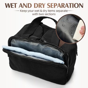 Чоловіча та жіноча косметичка для подорожей Axcone, велика, широка, органайзер для косметики та аксесуарів, ручна поклажа, чорна (T7151)