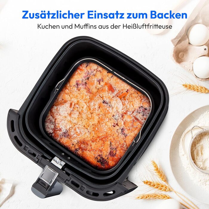 MEDION E40 XL Фритюрниця з гарячим повітрям (5.2 л, Airfryer, 2150 Вт, 9 автоматичних програм, функція випікання, без олії, сенсорне керування, LED дисплей, MD 11740) чорна