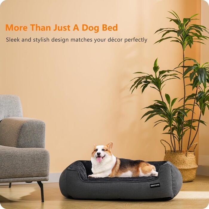Крісло-ліжко для собак HMTOPE, 90 x 75 x 25 см, темно-сірий колір, знімний та пральний чохол