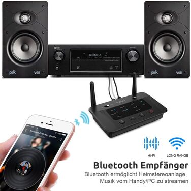 1Mii B03 Bluetooth 5.3 Передавач Bluetooth для TV з aptX HD, низькою затримкою, для 2 навушників, велика відстань, оптичний, AUX, RCA