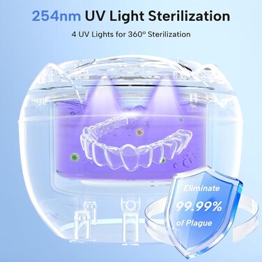 Ультразвукова ванна для чищення 45 кГц з УФ-лампою 200 мл - 4 режими для брекетів, кап, ювелірних виробів (Біла)