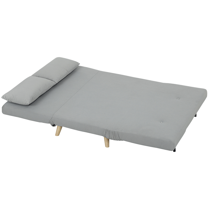 HOMCOM Sleeper Chair, Folding Bed with Bed Function, Lumbar Pillow, Folding Recliner with Velvet Look, Adjustable Backrest, Holds up to 250 kg, for Living Room Grey | Aosom