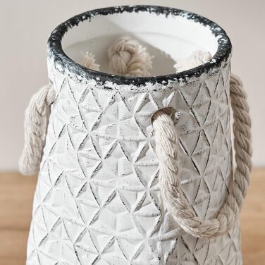 Керамічна ваза, блакитно-коричневий дизайн, ваза в скандинавському стилі для декору, сучасна ваза для вітальні, спальні, кухні, передпокою, ванної кімнати (Білий - 17,8 см)