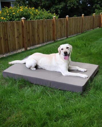 Ортопедичний лежак для собак великих порід 119x73 см, знімний чохол з екошкіри, м'який лежак-матрац для собак, сірий (L119xB73xH9 см)