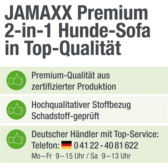 JAMAXX Преміум диван-лежанка для собак - ортопедичний, знімні подушки та чохол, м'який фліс/овчина, PDB3014 (M) 90x70 сірий