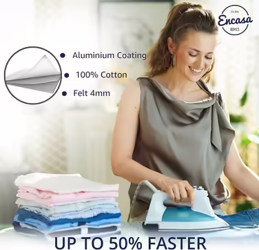 Encasa Homes Ironing Board Cover 'Luxury Line' with extra thick padding (suitable for standard boards of the size Medium, 112x34 cm) Green Roses - Replacement for House & Hotel