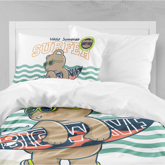 Комплект постільної білизни для дитячого ліжечка DJDEA 100x135 см - Динозаври, м'яка мікрофібра, 2 шт. (з наволочкою 40x60 см)