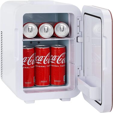 Coca-Cola Mini Fridge 9.3L - Compact 12V/220V Mini Cooler with Glass Print & LCD Touch Display for Car & Home Use - Quiet & Efficient