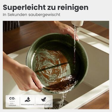 Набір посуду Dishdelight з антипригарним гранітним покриттям та знімними ручками, індукційні каструлі та сковороди з кришками, зелений колір