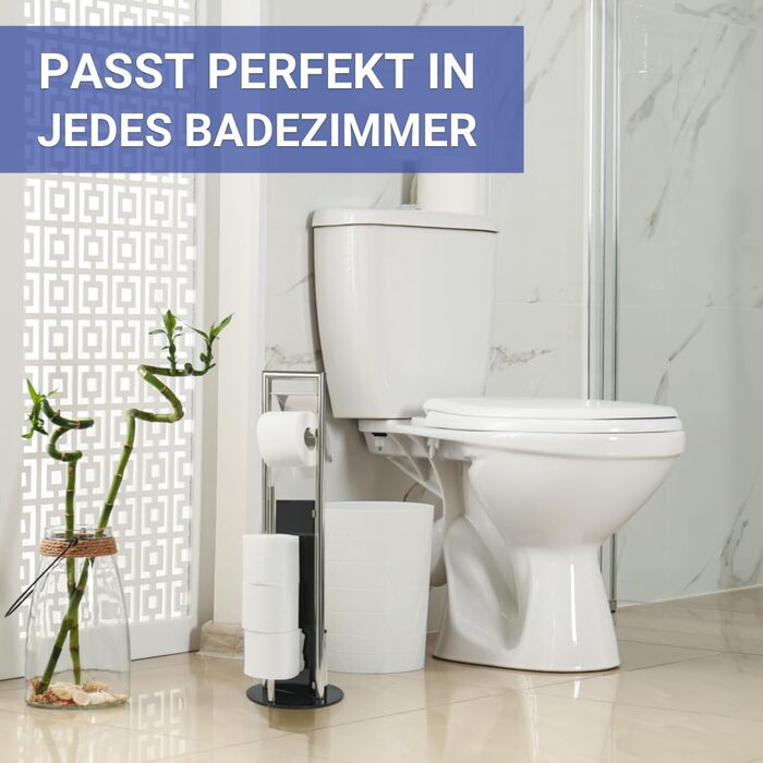 Набір для туалету WENKO Ravina 3в1 з нержавіючої сталі (тримач туалетного паперу, щітка, тримач щітки), 20 x 70 см, сріблястий/чорний