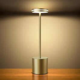 LED-лампа Hapfish настільна бездротова, акумуляторна, 5000mAh, сенсорне керування, диммування, заряджається, алюміній, 3 колірна температура, для вулиці, нічника, обіднього столу, робочого столу (бронза)