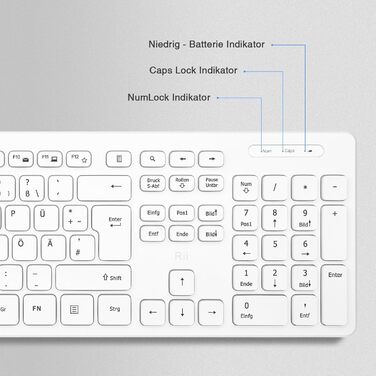 Набір клавіатури та миші Rii (2 шт.) бездротовий, для PC/Laptop/Windows/Smart TV, німецька розкладка, чорний