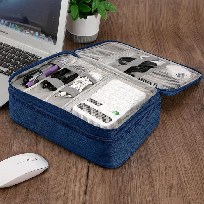 Водонепроникний органайзер для електроніки 2-х шаровий, 27x20x8 см (Темно-синій)