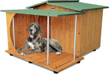 Будка для собак Legno Oasi E з верандою, з масивного дерева, для німецької доги, 121x133xH87 см