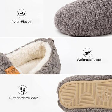 Жіночі теплі халапи EverFoams з штучної вовни та Memory Foam, замкнуті, сірі (39.5 EU)