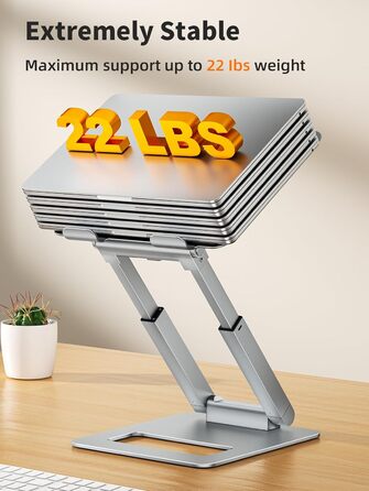 Adjustable Laptop Stand for Desk - Telescoping Design, Ergonomic Riser for 10-17 Inch Laptops (Silver)